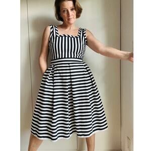 Anne Klein Womens Size 4 Dress Striped A Line Knee Length Party Career Wedding